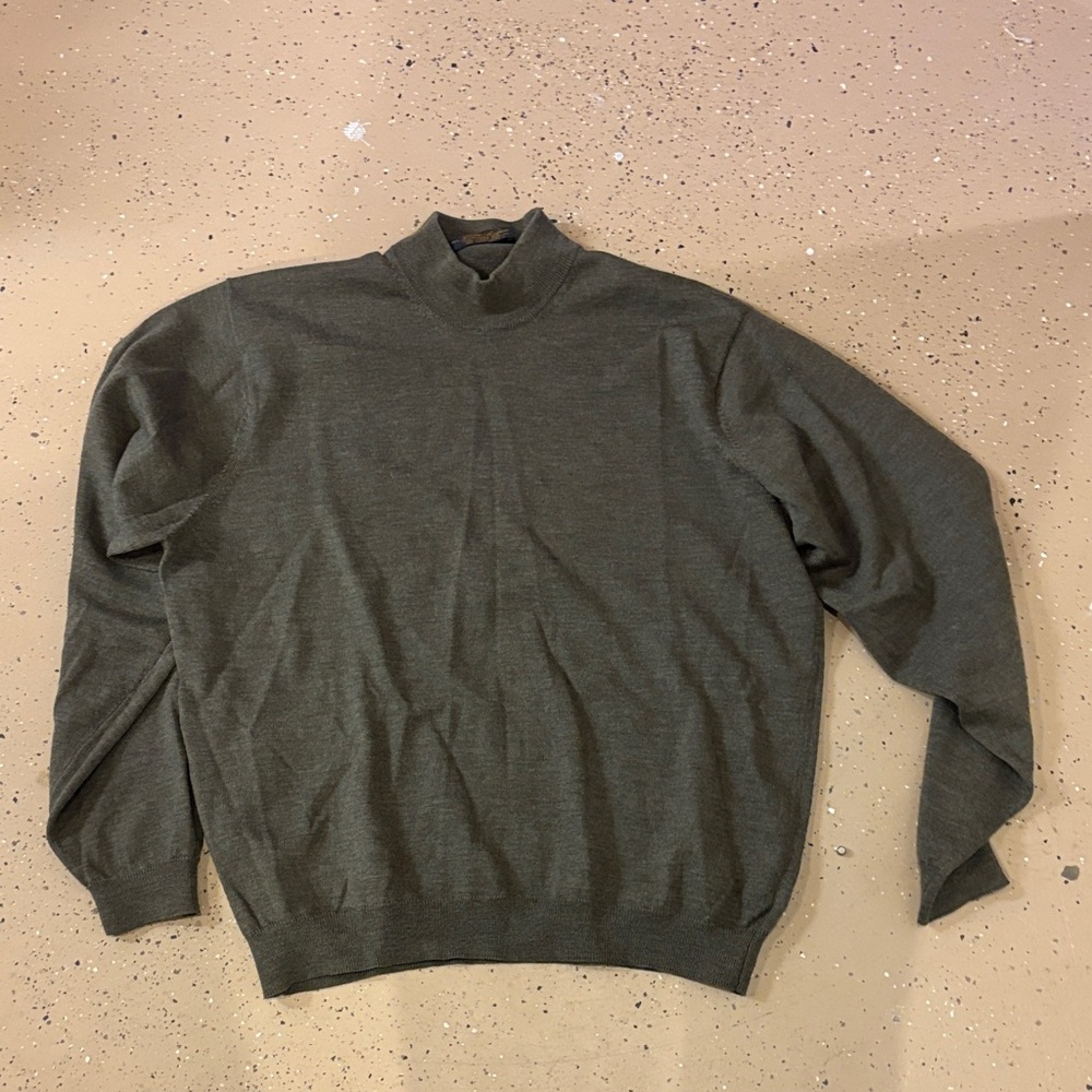 Brooks Brothers Men's Dark Green 100% Wool Turtleneck Sweater